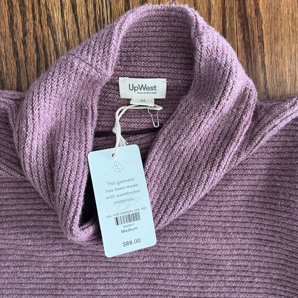Upwest Women's Purple Mock Neck Modern Mock-Cowl Sweater Dress Cabincore Chic M — image 5 of 8
